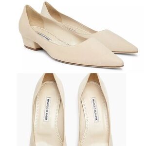 Classic timeless style Manolo Blahnik Florette Suede pointy toe Flats size 37.5